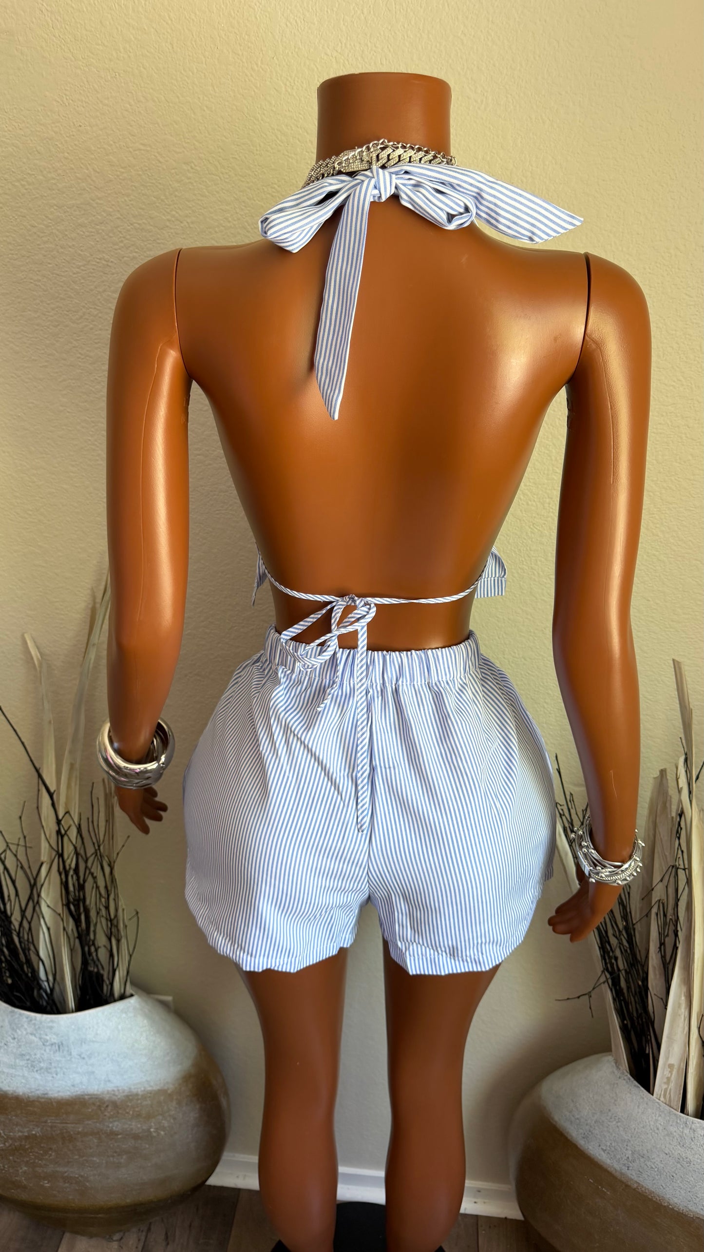 PRETTY CURRENT SHORT SET (BLUE)