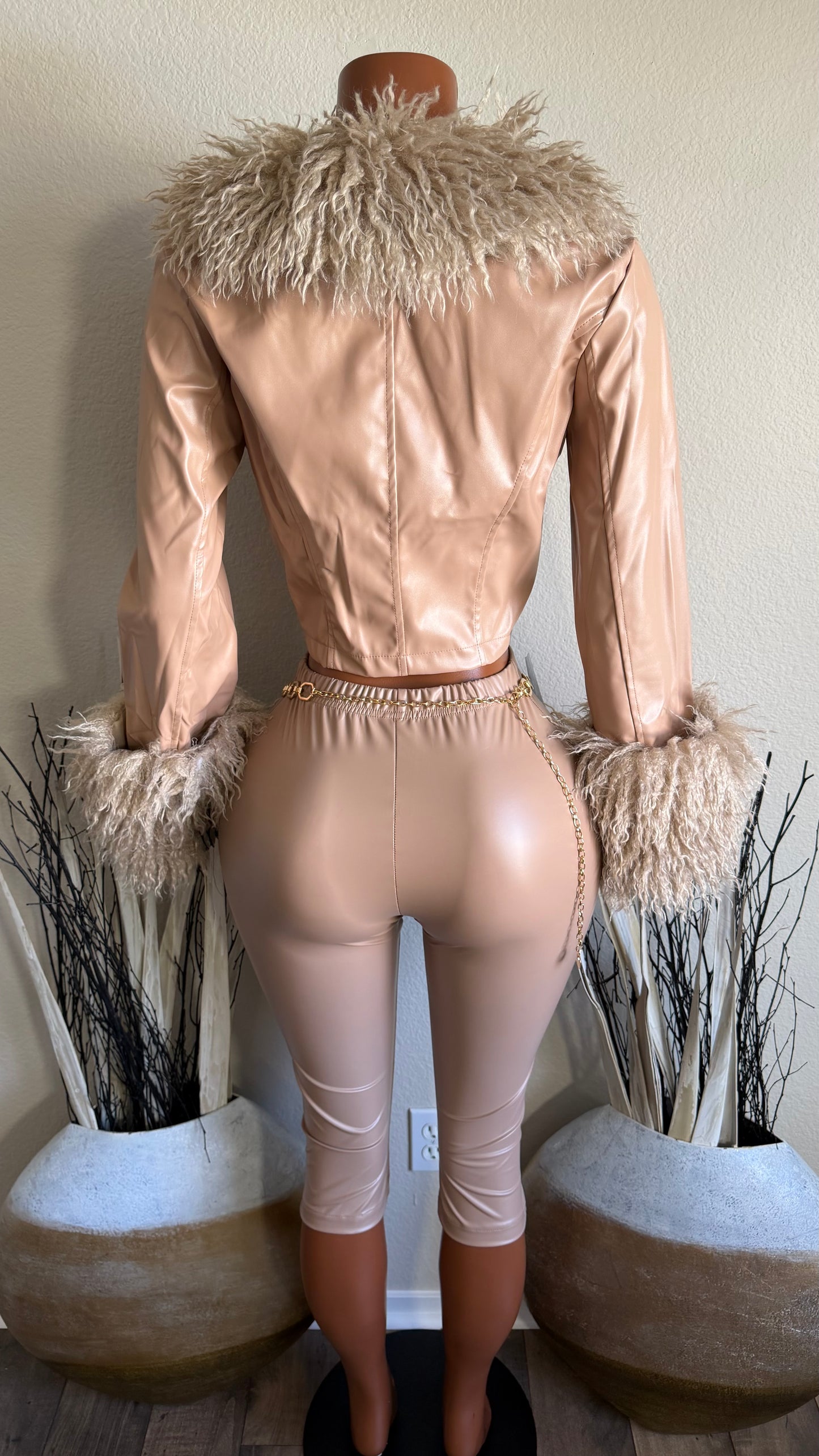 VIP ONLY FAUX LEATHER FUR SET