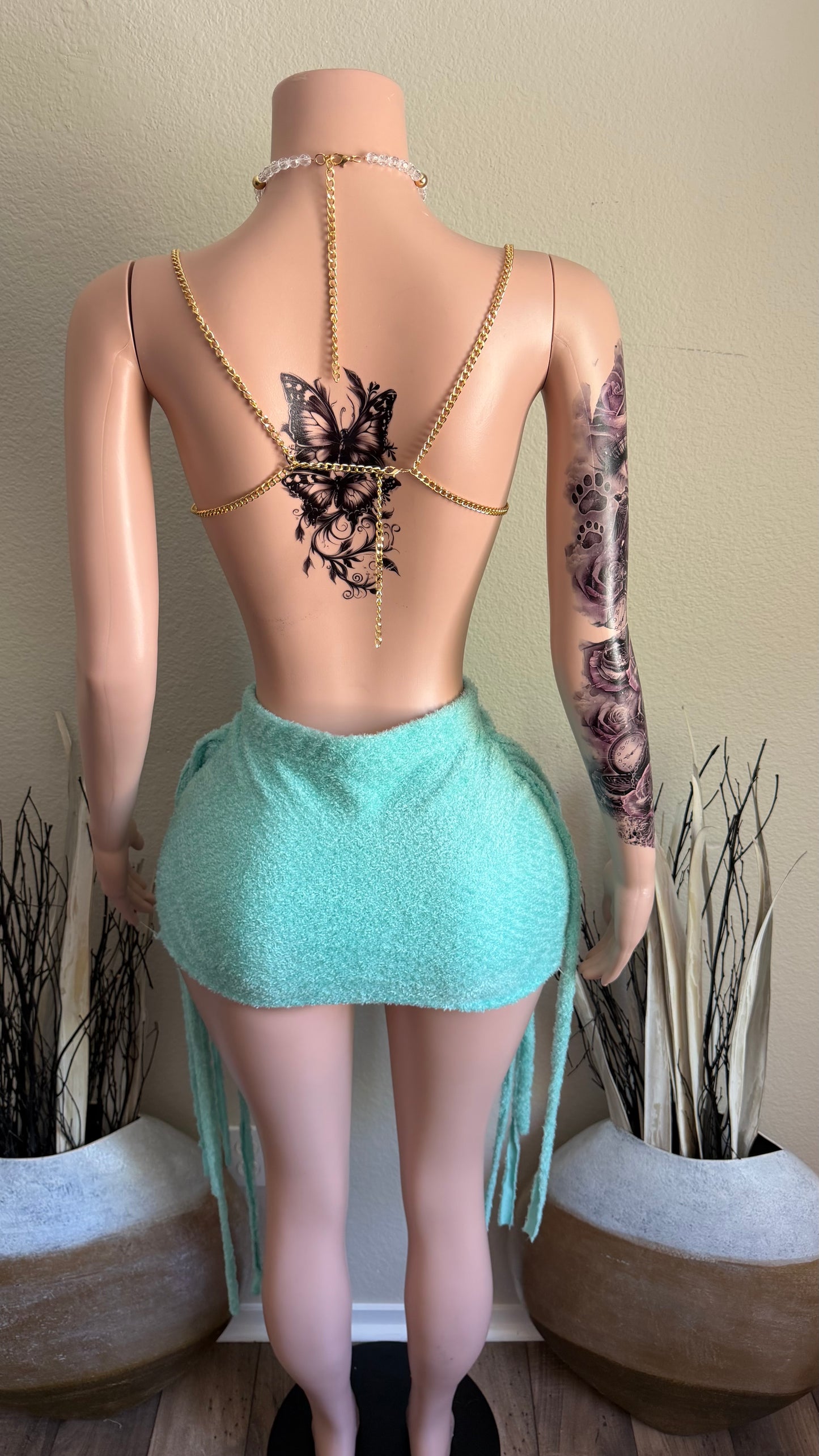 CRYSTAL COUTURE SKIRT SET (TEAL)