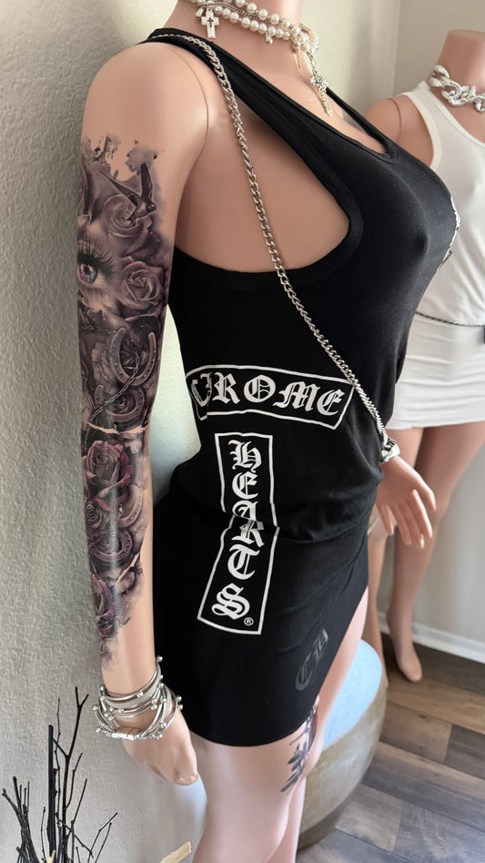 CHROME LUXE DRESS (BLACK)