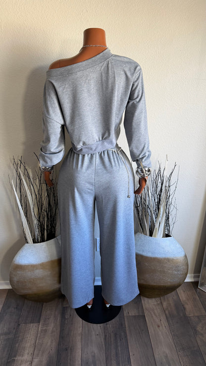 SIMPLE CHIC OFF SHOULDER SET (CHARCOAL GRAY)