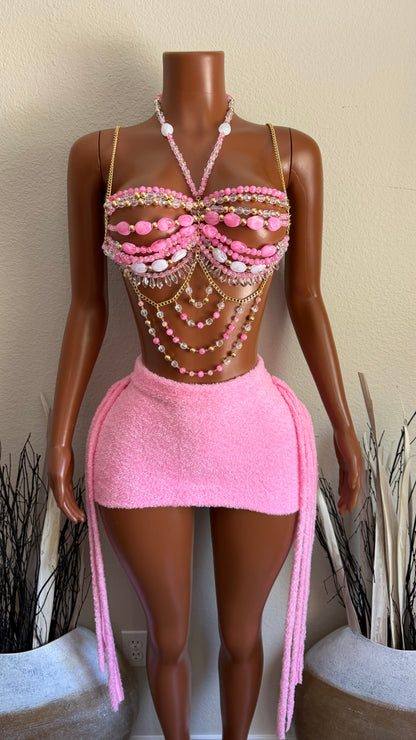 CRYSTAL COUTURE SKIRT SET (PINK)