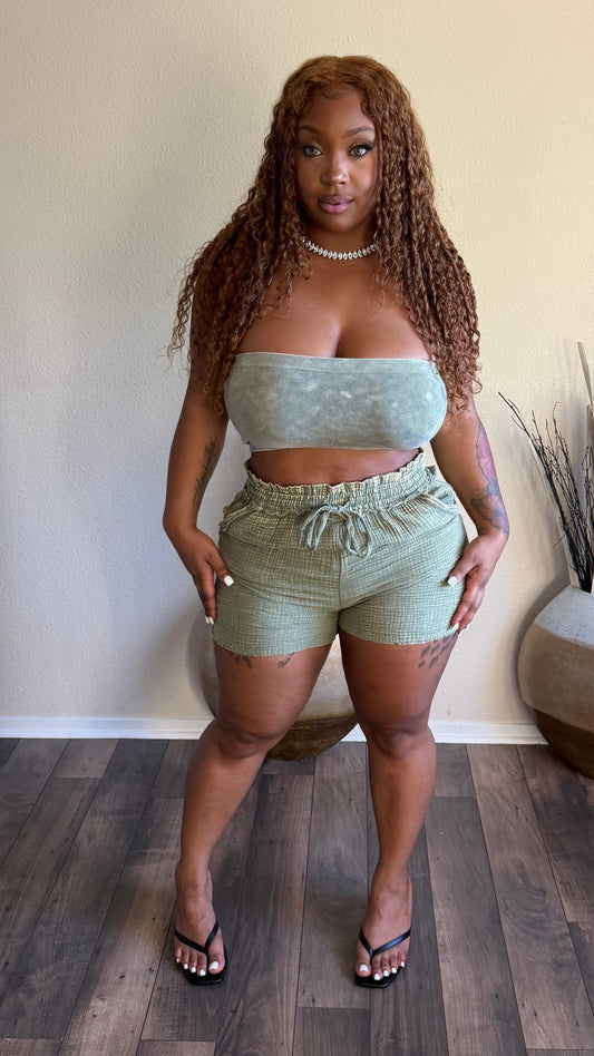 FIRST PICK SHORT SET (OLIVE)