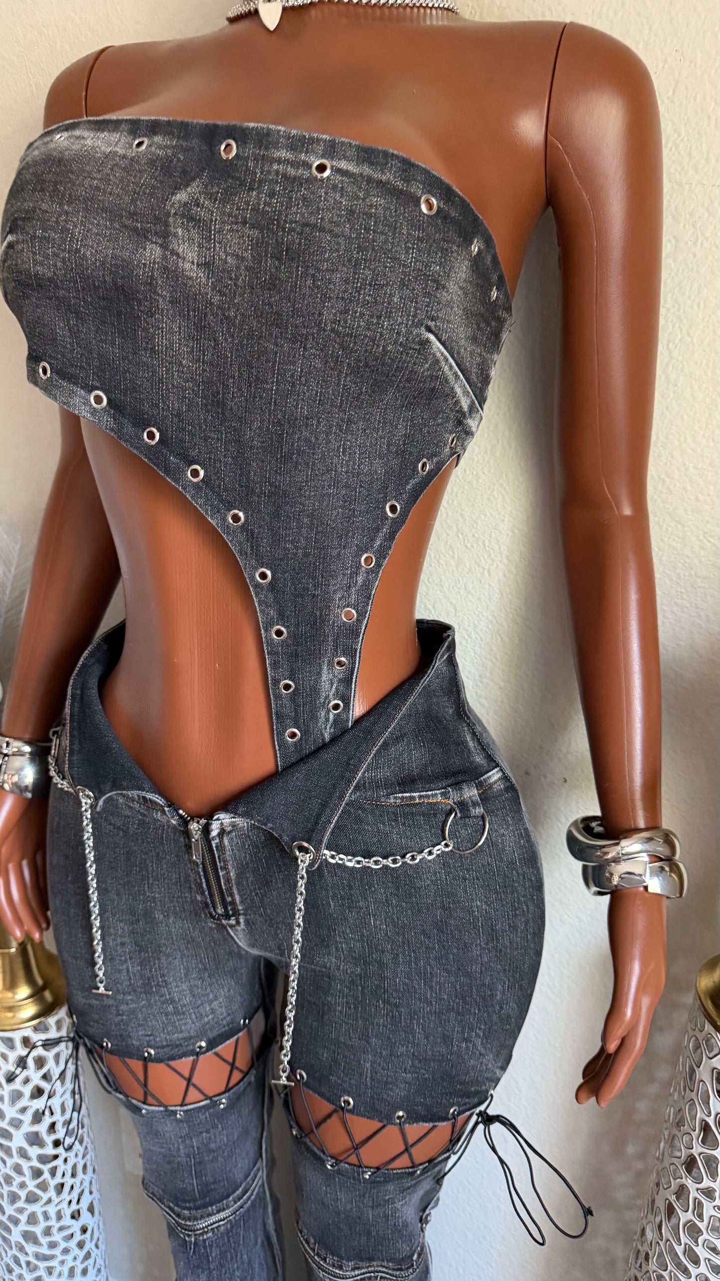 RESERVATIONS DENIM JUMPSUIT