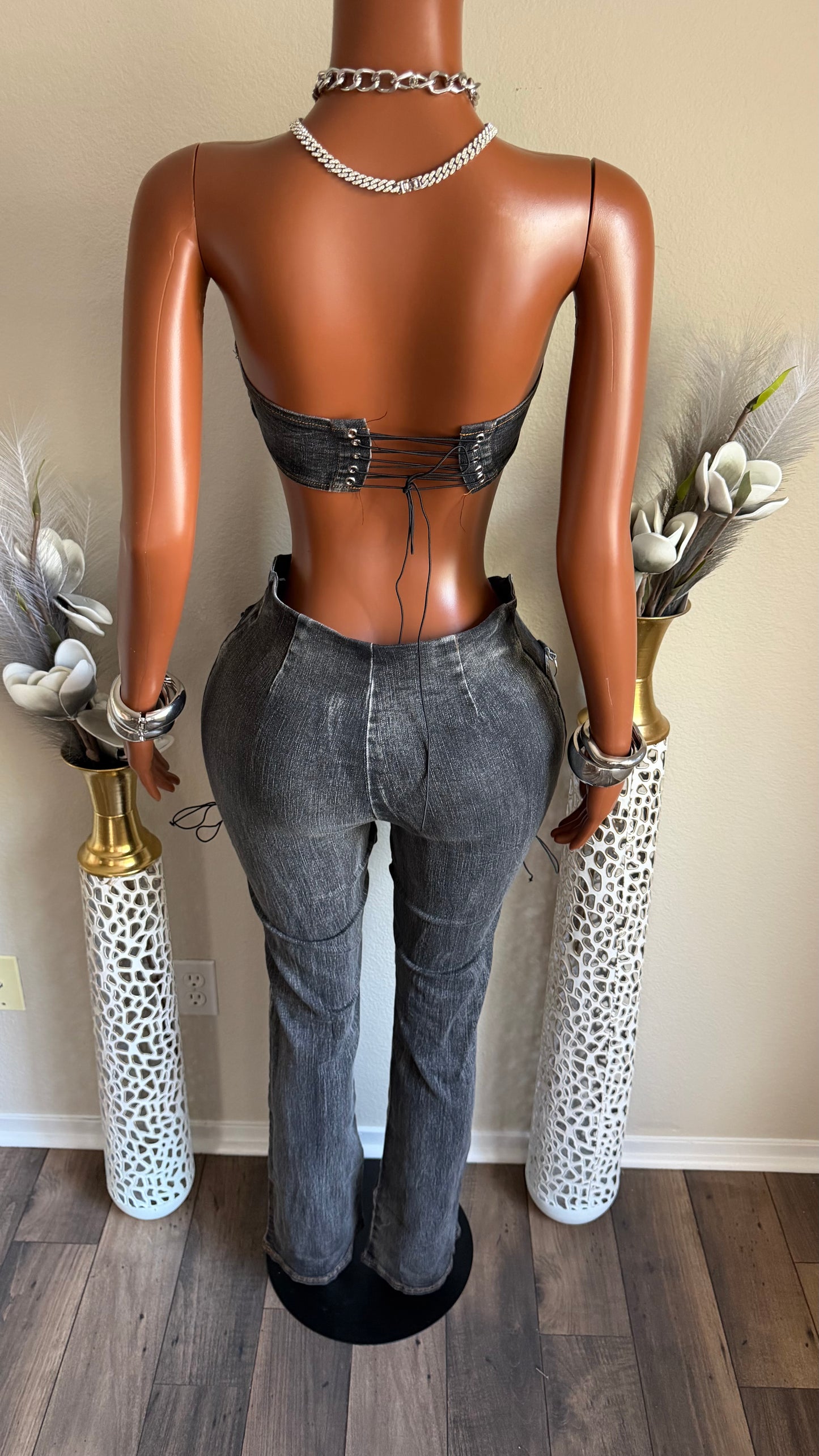 RESERVATIONS DENIM JUMPSUIT