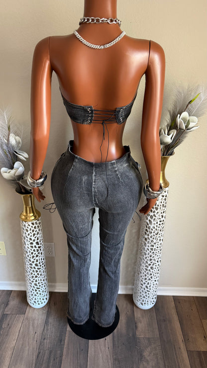 RESERVATIONS DENIM JUMPSUIT