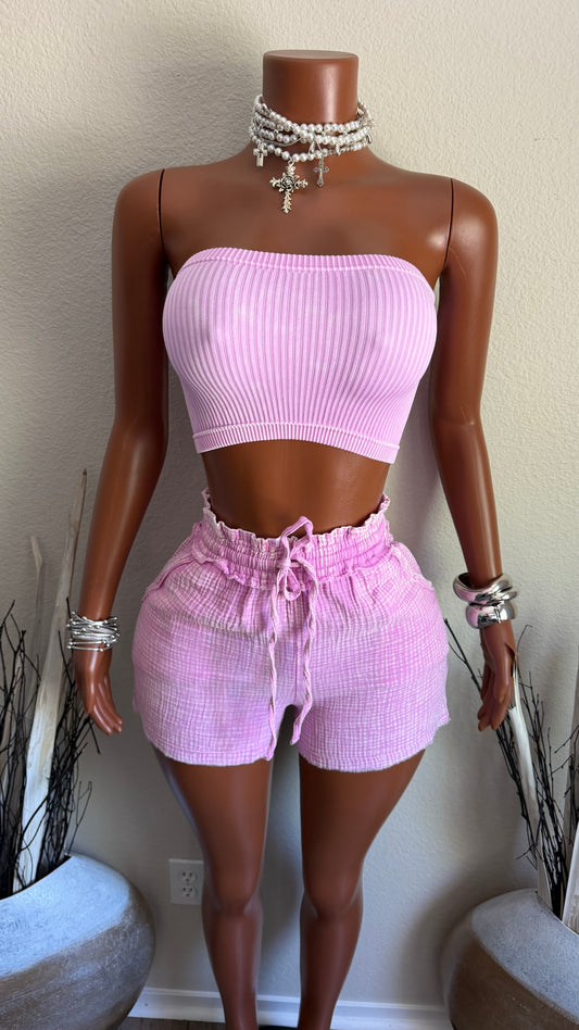 FIRST PICK SHORT SET (PINK)
