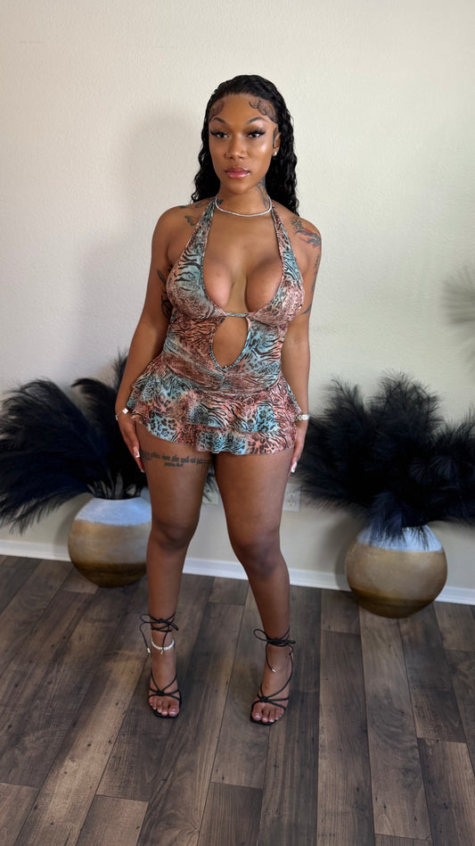 UNTAMED BEAUTY ROMPER (BLUE)