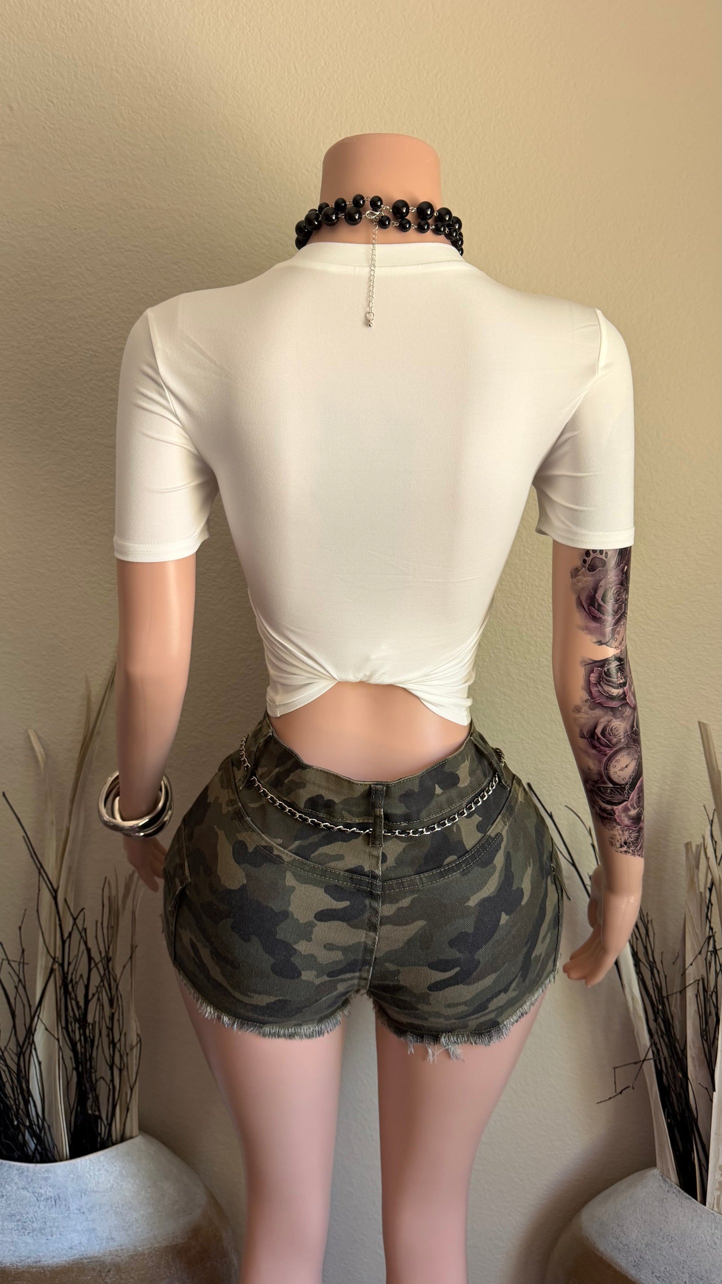 DENIM CAMO SHORTS