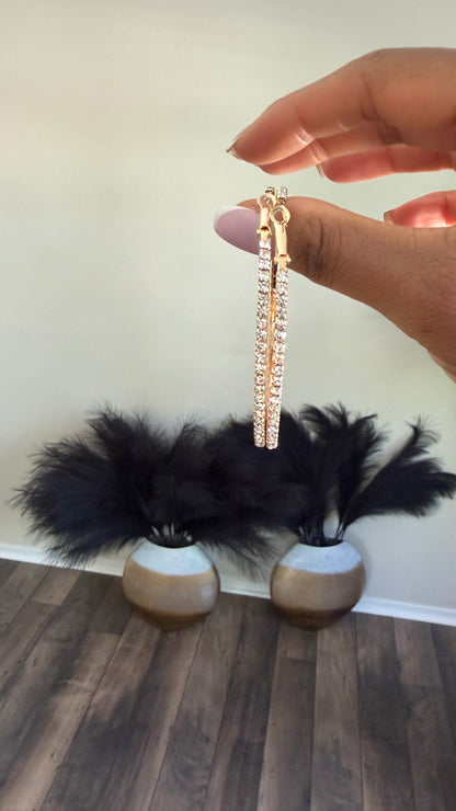 RHINESTONE HOOP EARRINGS (GOLD)