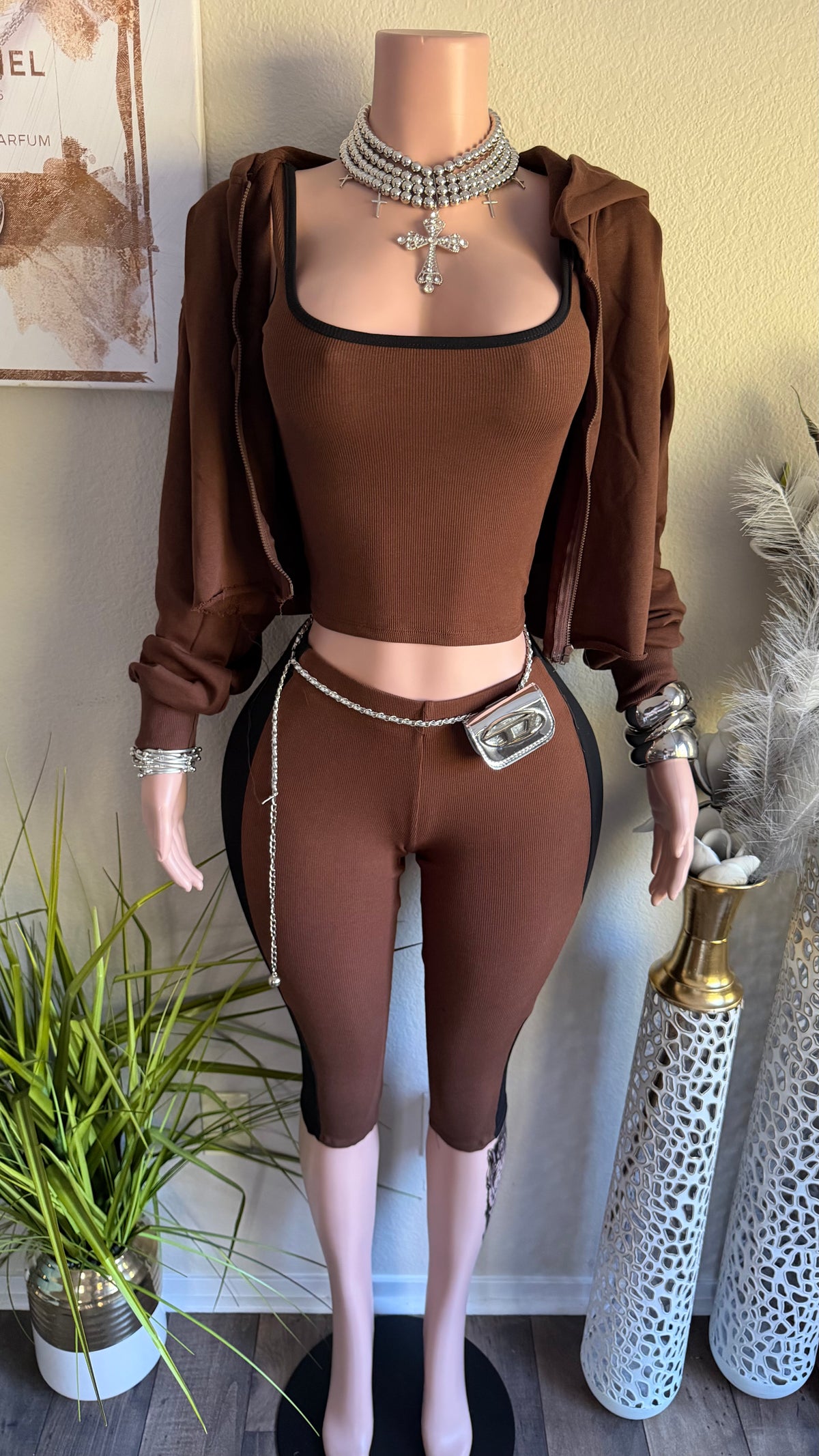 CASUALLY CUTE 3 PIECE SET (BROWN)