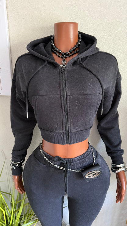 STACKED JOGGER SET (BLACK)