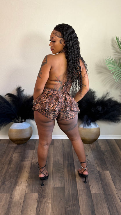 UNTAMED BEAUTY ROMPER (BROWN)