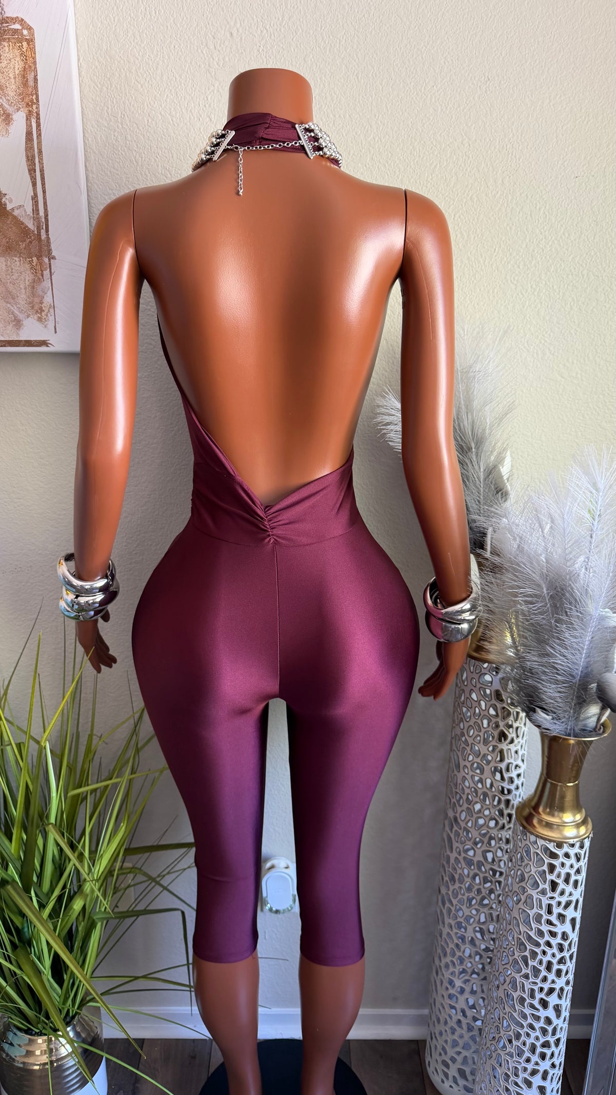 NO CURFEW CAPRI JUMPSUIT (BURGUNDY)