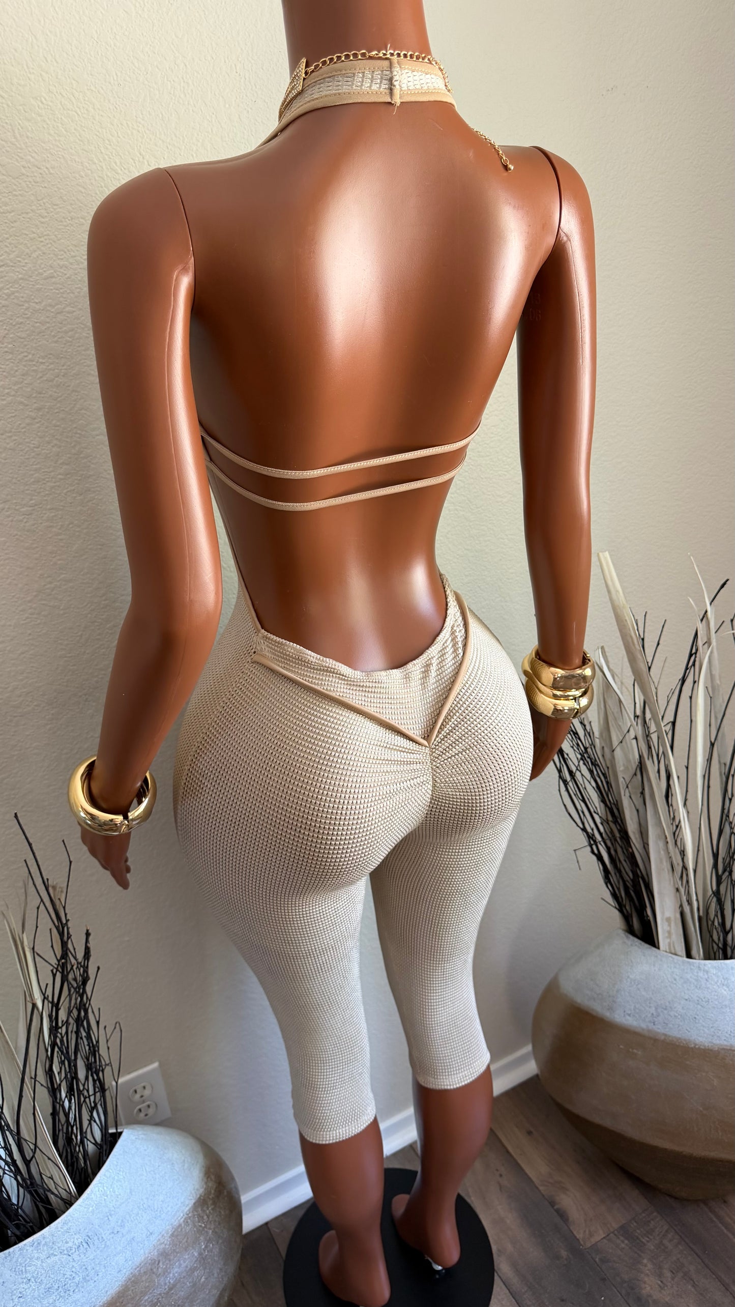 TOP SHELF ROMPER (TAUPE)