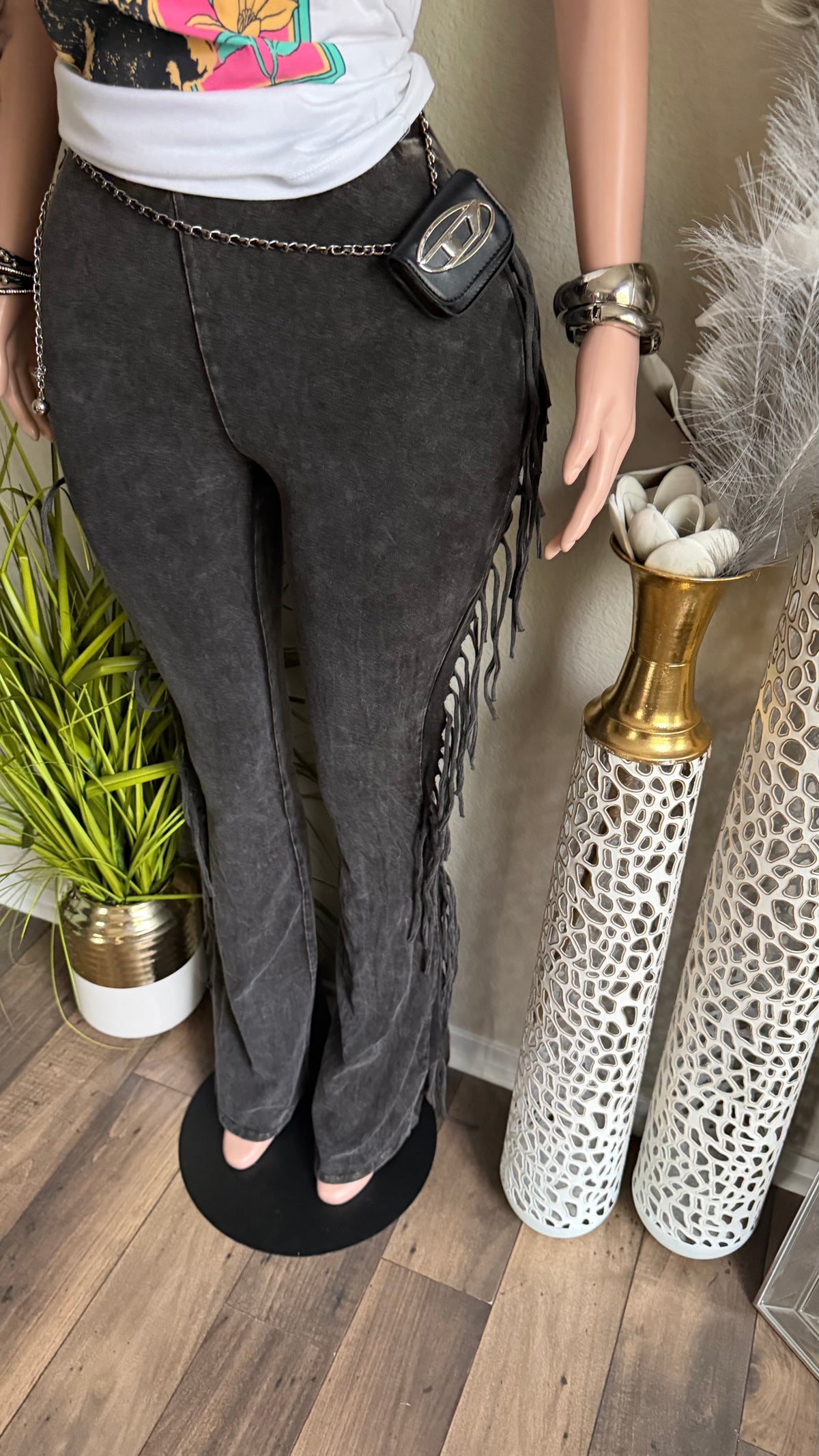 FRINGE AFFAIR PANTS (CHARCOAL)