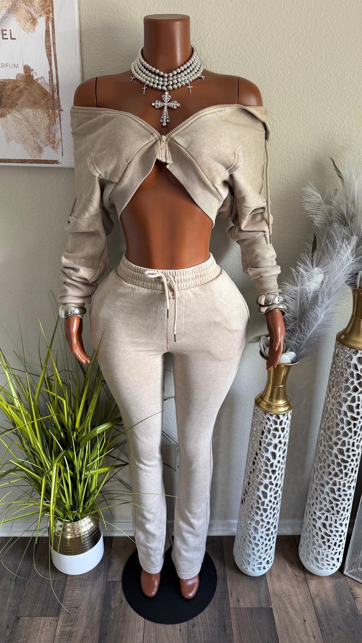 STACKED JOGGER 2 PIECE SET (TAUPE)