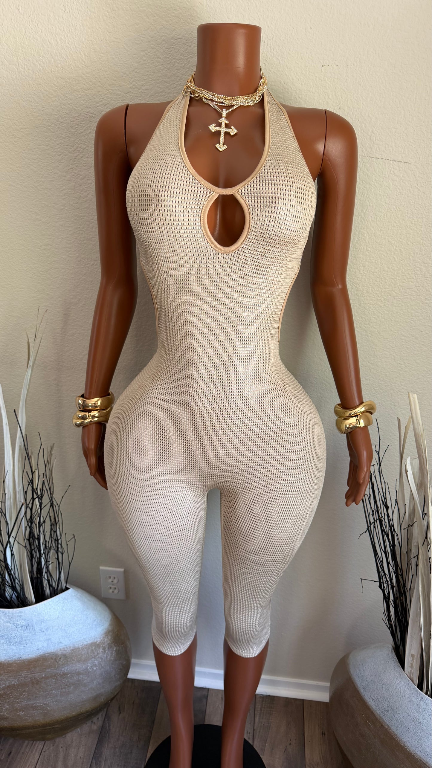 TOP SHELF ROMPER (TAUPE)
