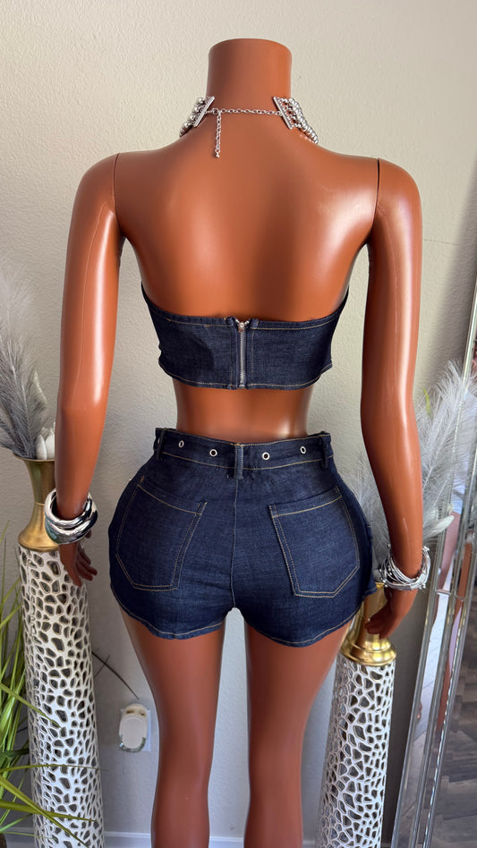 HERE & NOW DENIM SKORT SET