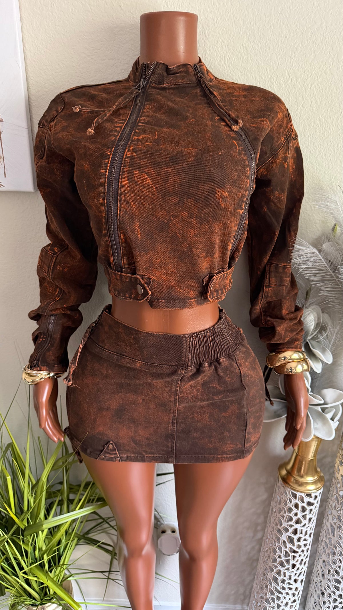 UPPER LEVEL DENIM SKIRT SET