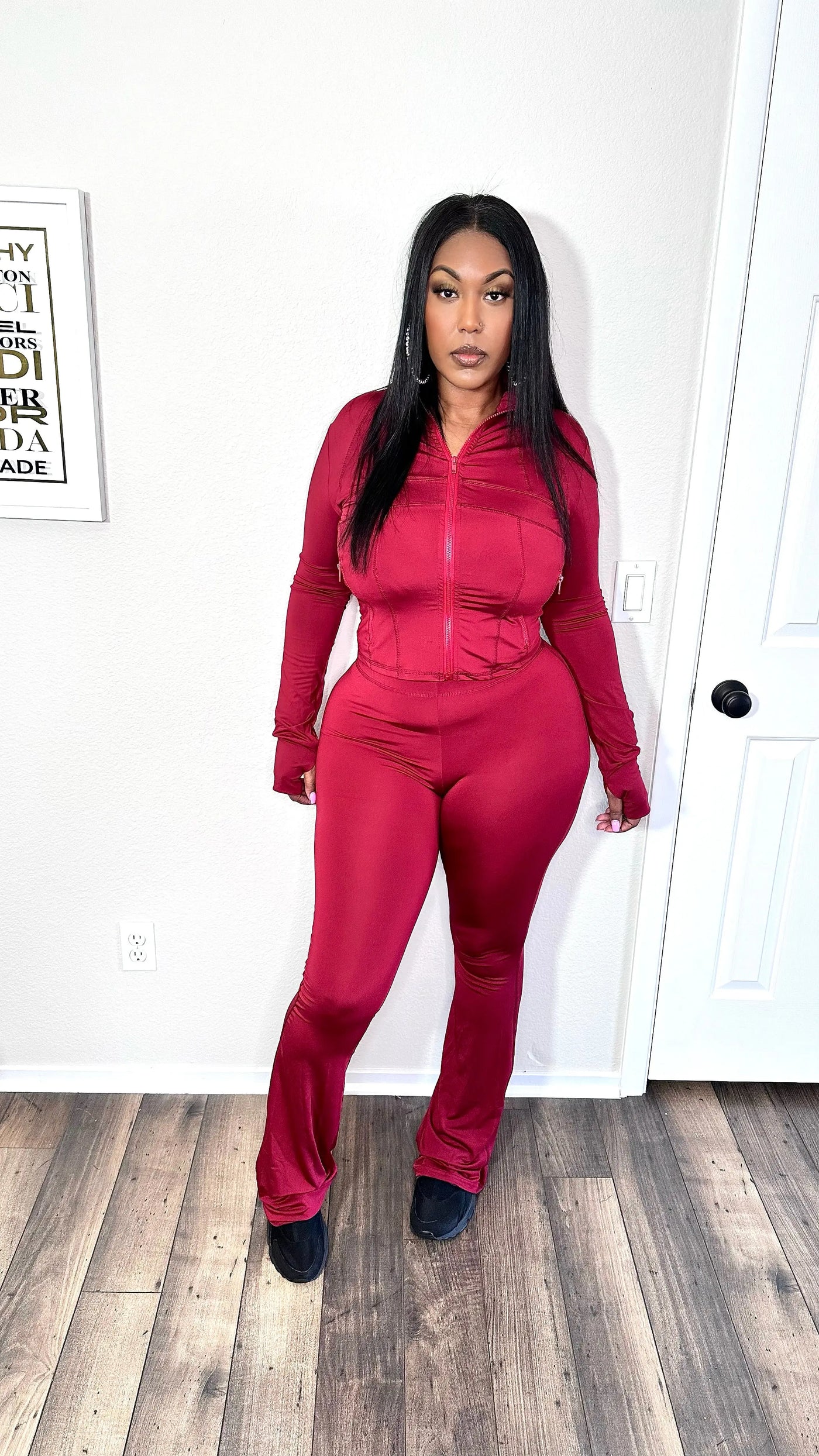 AT EASE TRACKSUIT (BURGUNDY) Couture For You