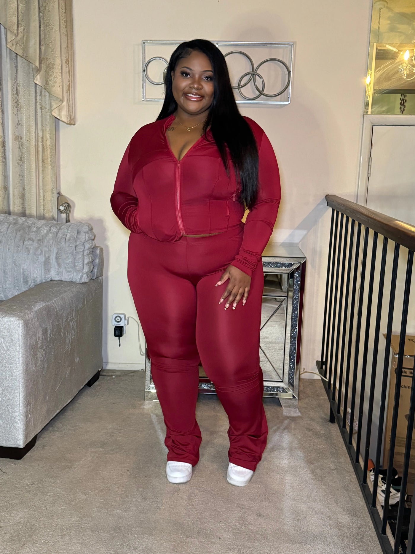 AT EASE TRACKSUIT (BURGUNDY) Couture For You