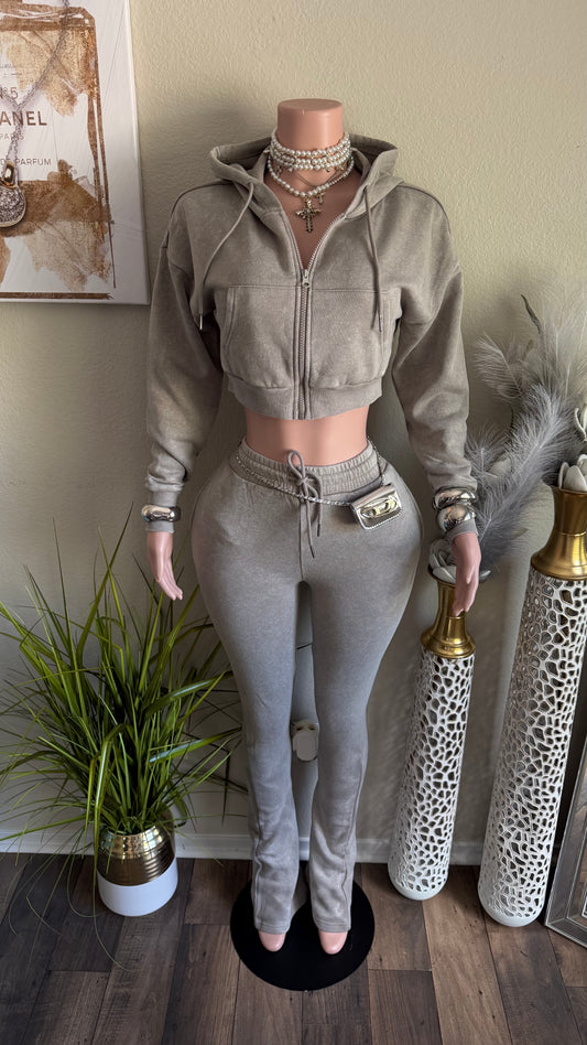 STACKED JOGGER SET (GREY)