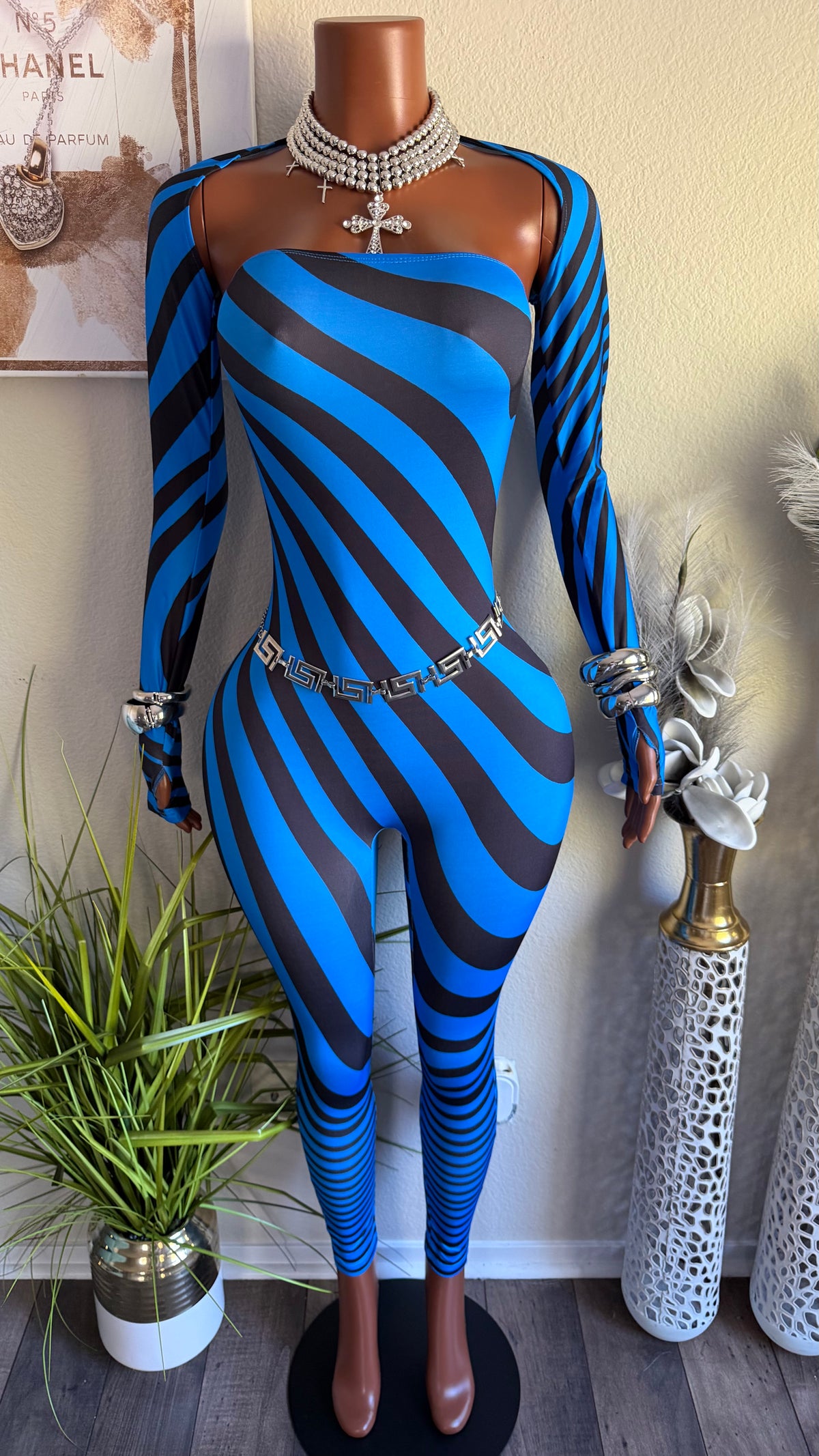 STRIP TEASE 2 PIECE SET (BLUE)