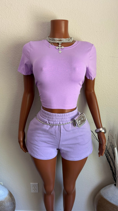 SIMPLY STYLED SHORT SET (LILAC)
