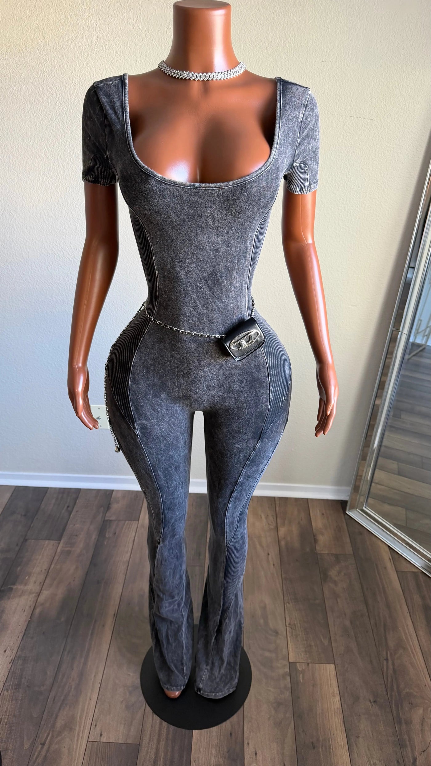 CITY LUXE MINERAL WASH JUMPSUIT (BLACK) Couture For You