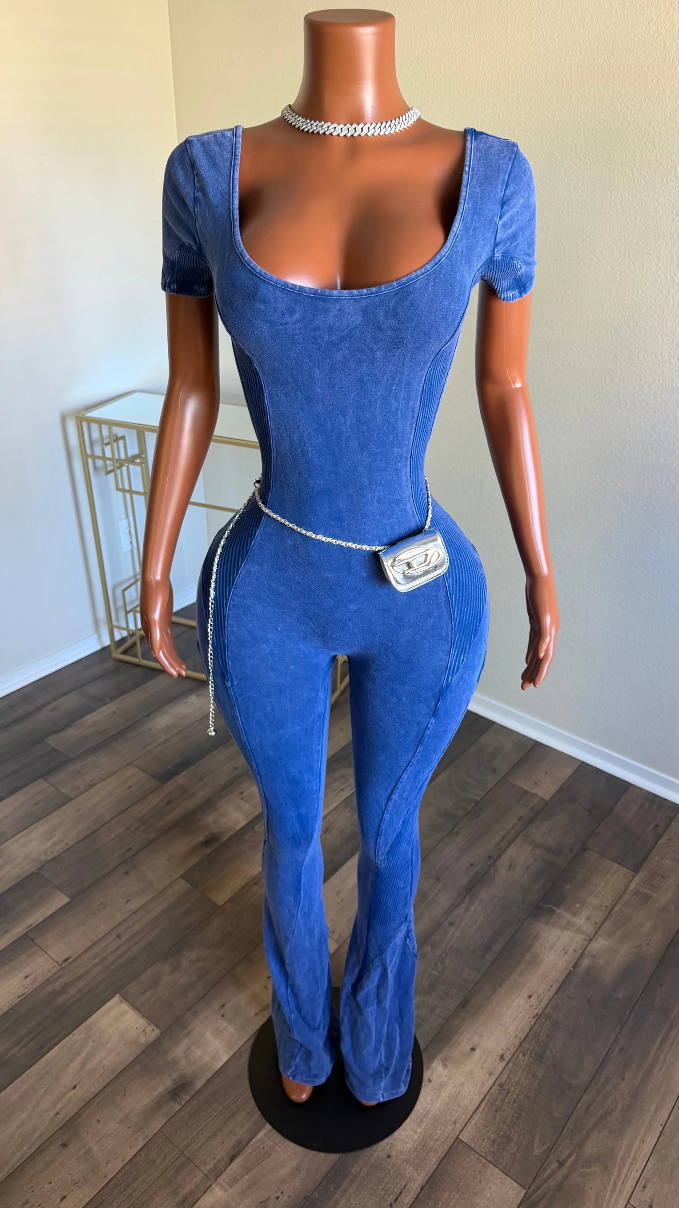 CITY LUXE MINERAL WASH JUMPSUIT (BLUE) Couture For You