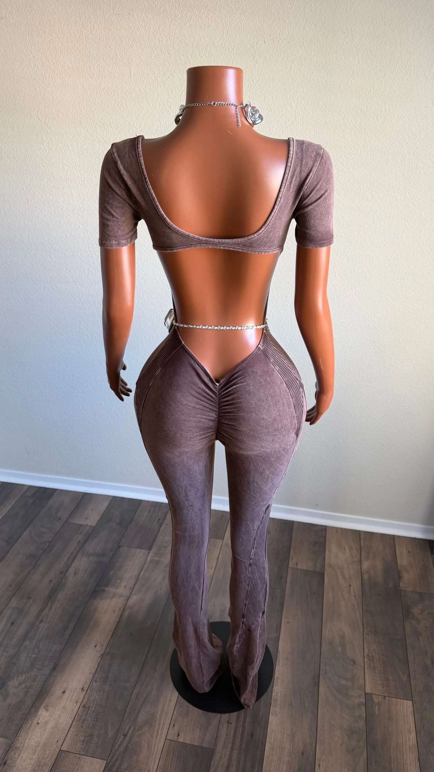 CITY LUXE MINERAL WASH JUMPSUIT (BROWN) Couture For You