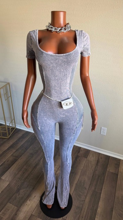 CITY LUXE MINERAL WASH JUMPSUIT (GRAY) Couture For You