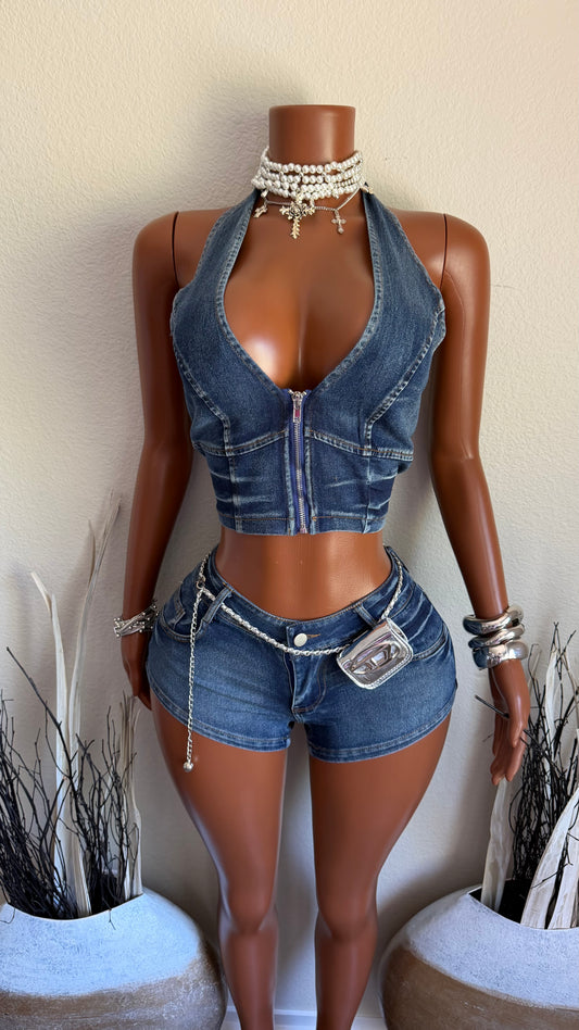 DENIM DYNASTY SHORT SET