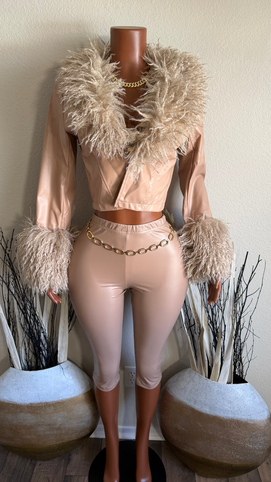 VIP ONLY FAUX LEATHER FUR SET