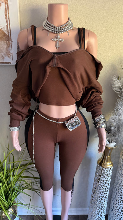 CASUALLY CUTE 3 PIECE SET (BROWN)