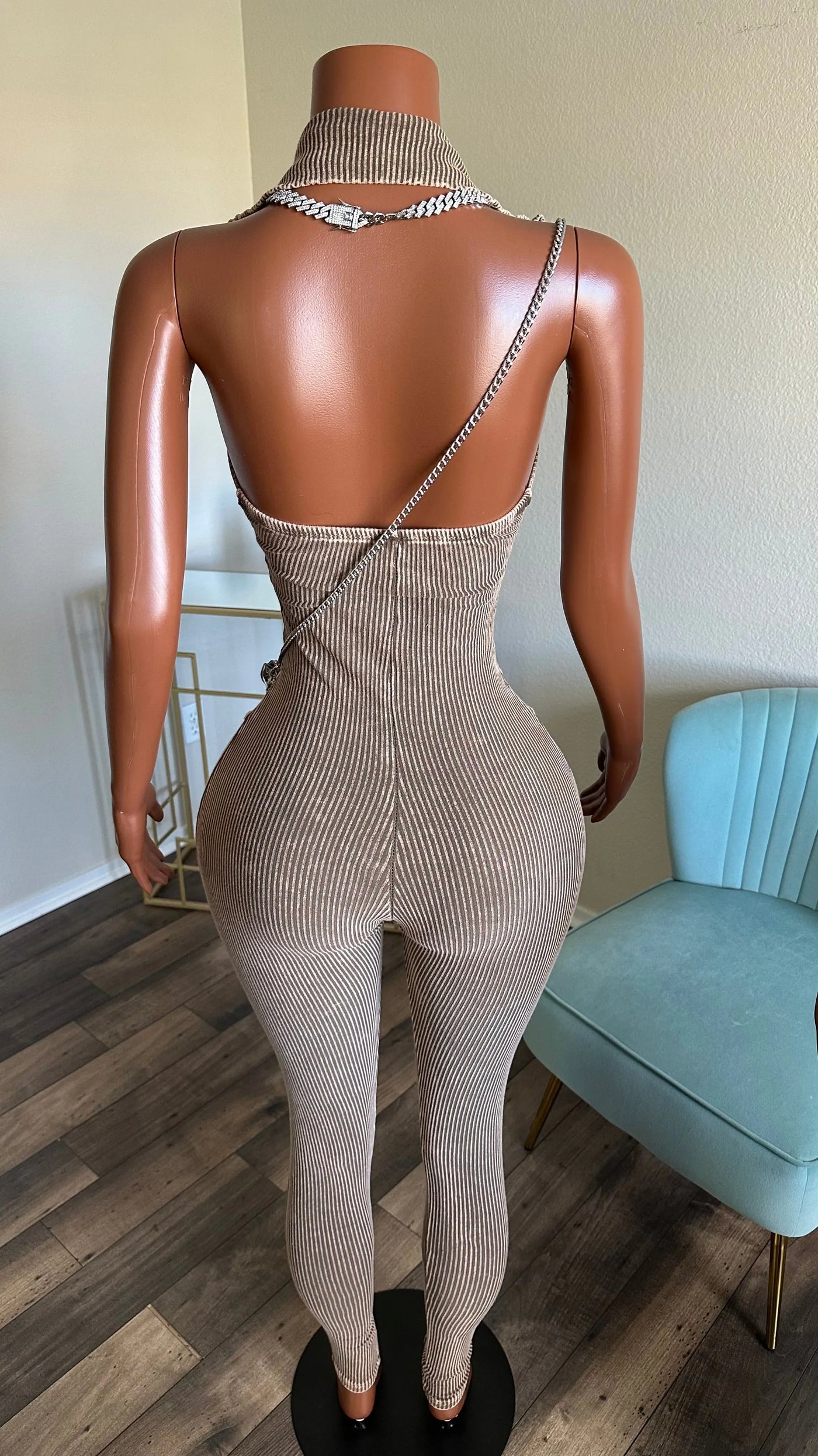 DIVINE MNERAL WASH JUMPSUIT (BROWN) Couture For You