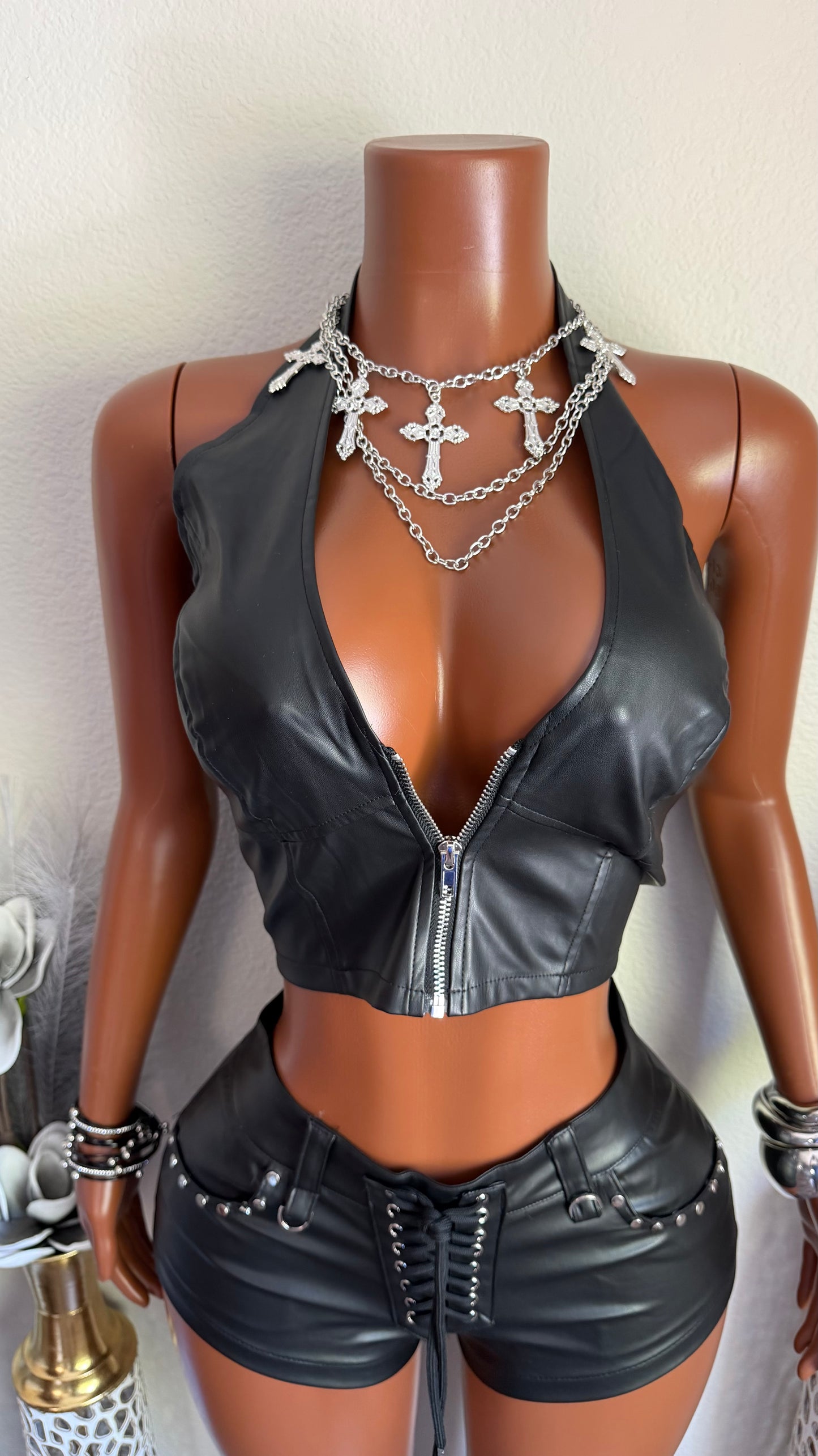 BAD INFLUENCE FAUX LEATHER SET (BLACK)