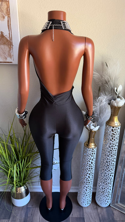 NO CURFEW CAPRI JUMPSUIT (BLACK)