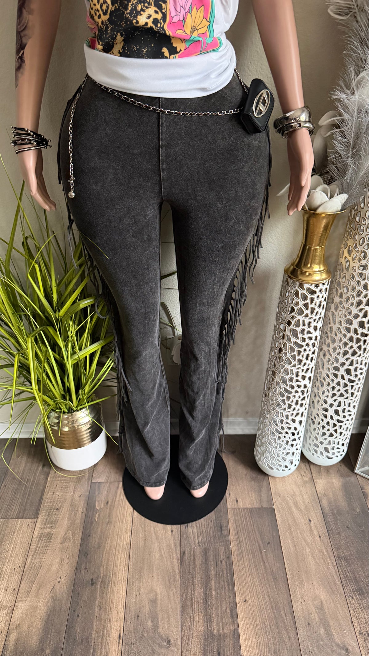 FRINGE AFFAIR PANTS (CHARCOAL)