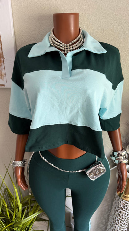 PLAY IT COOL SET (HUNTER GREEN/BABY BLUE)
