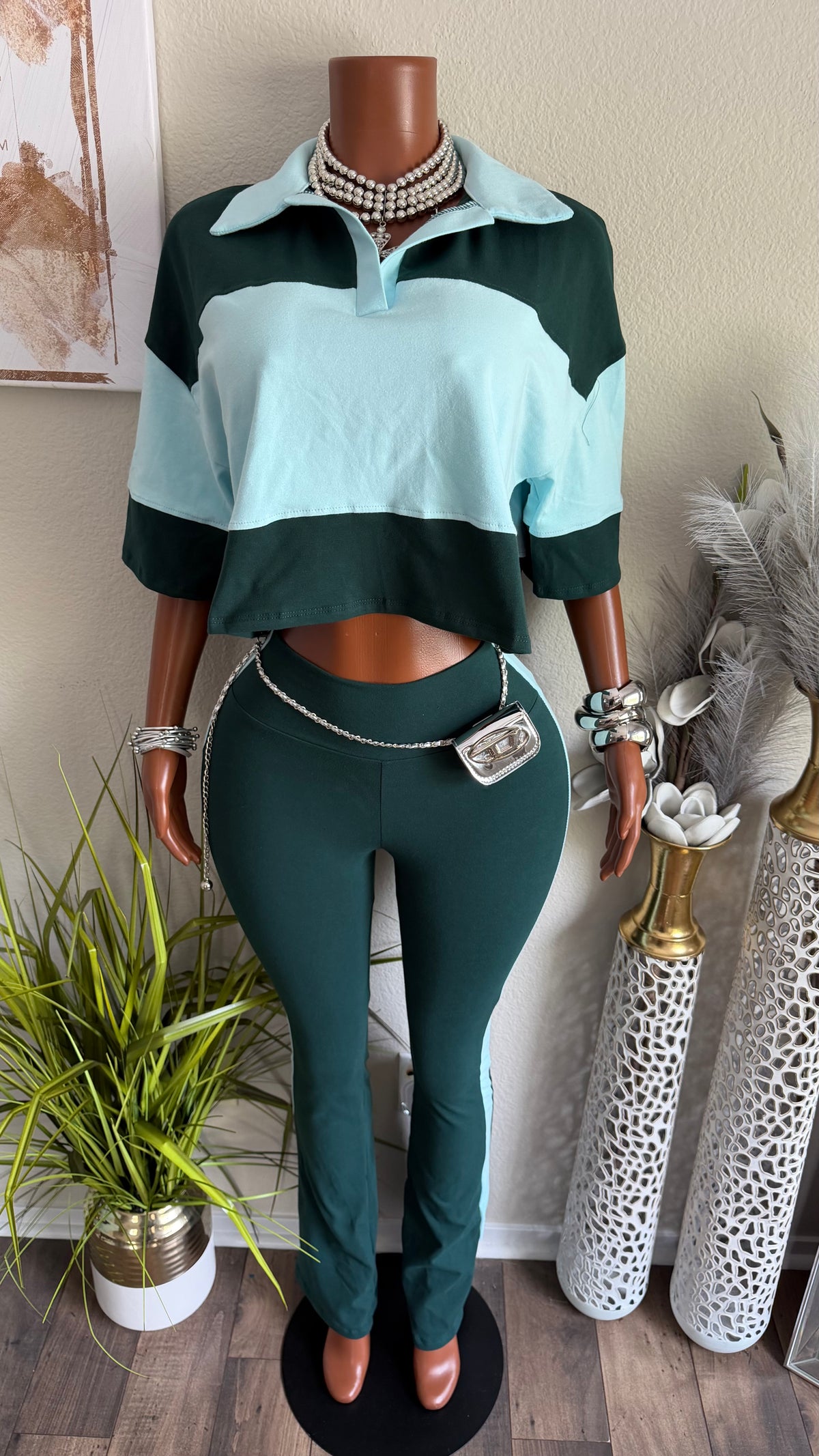 PLAY IT COOL SET (HUNTER GREEN/BABY BLUE)