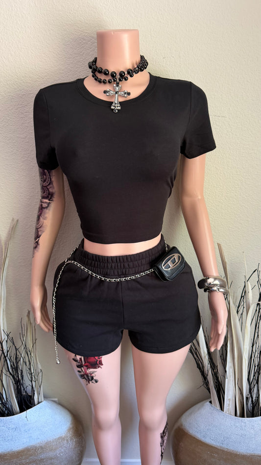 SIMPLY STYLED SHORT SET (BLACK)