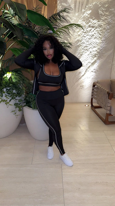 HEADED TO PILATES 3 PIECE SET (BLACK) Couture For You