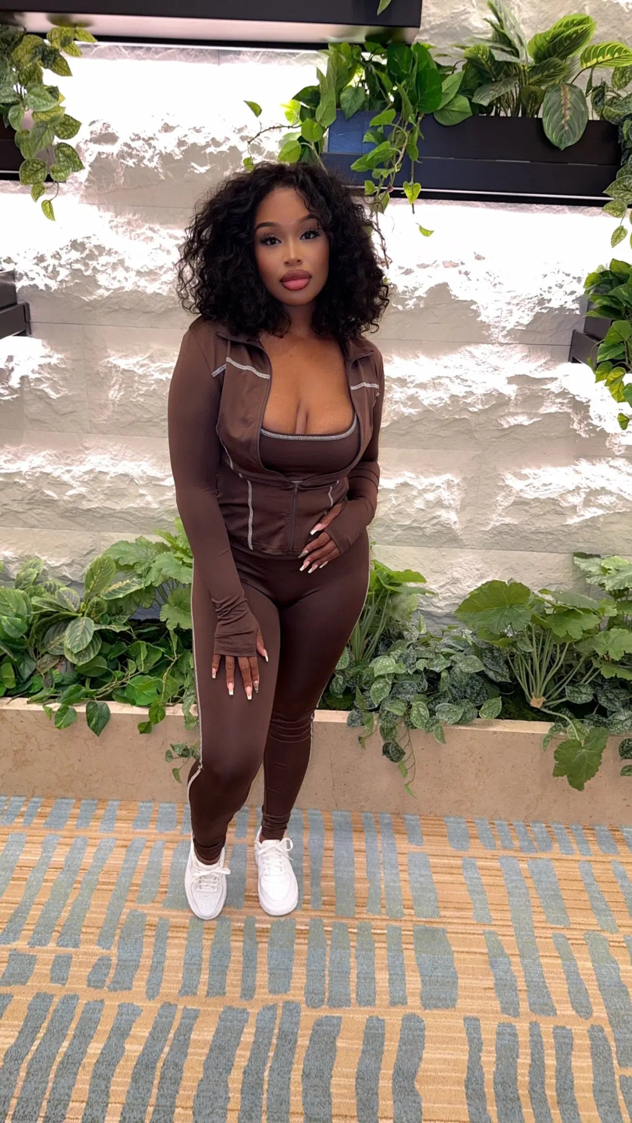 HEADED TO PILATES 3 PIECE SET (BROWN) Couture For You