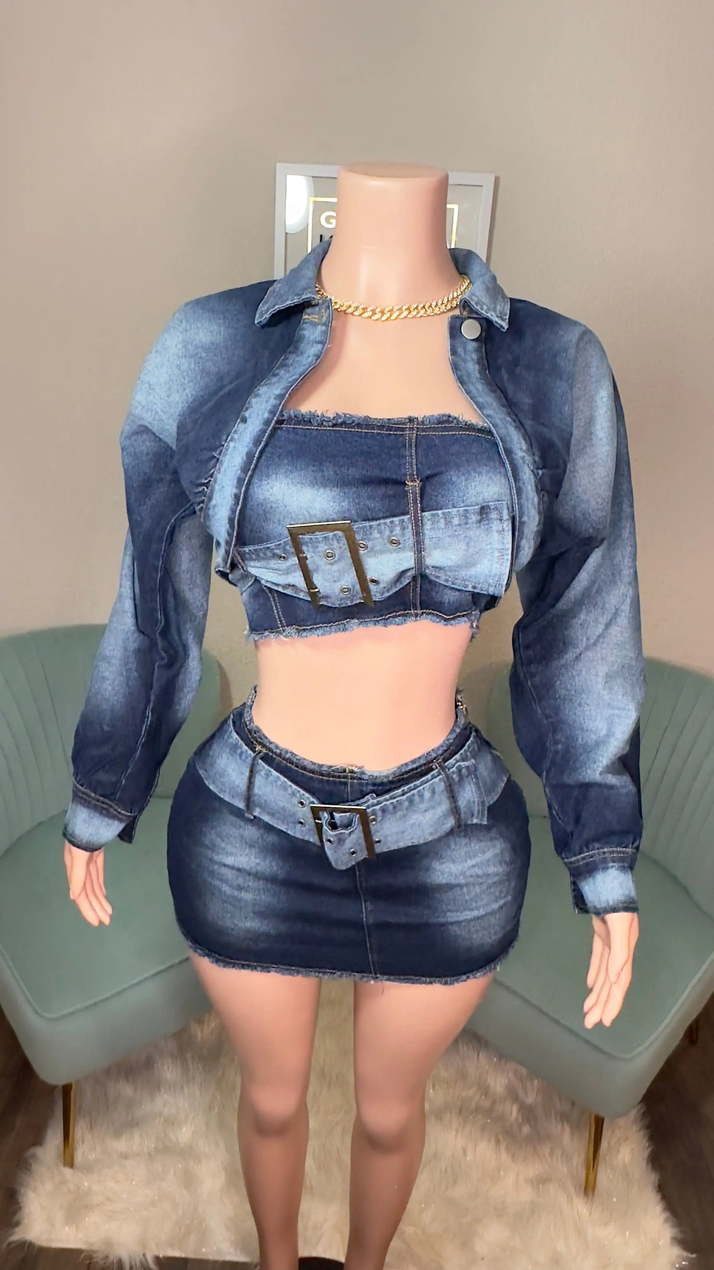 IN THE MIX 3 PIECE DENIM SET Couture For You