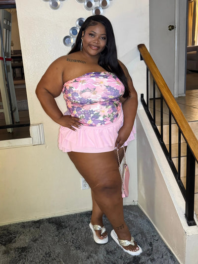 PLUS SIZE RUFFLED SHORTS (PINK) Couture For You