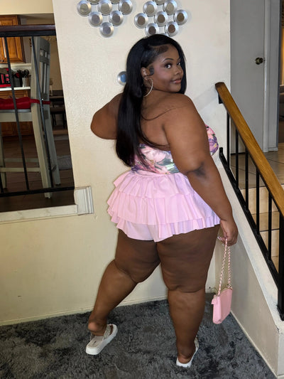 PLUS SIZE RUFFLED SHORTS (PINK) Couture For You