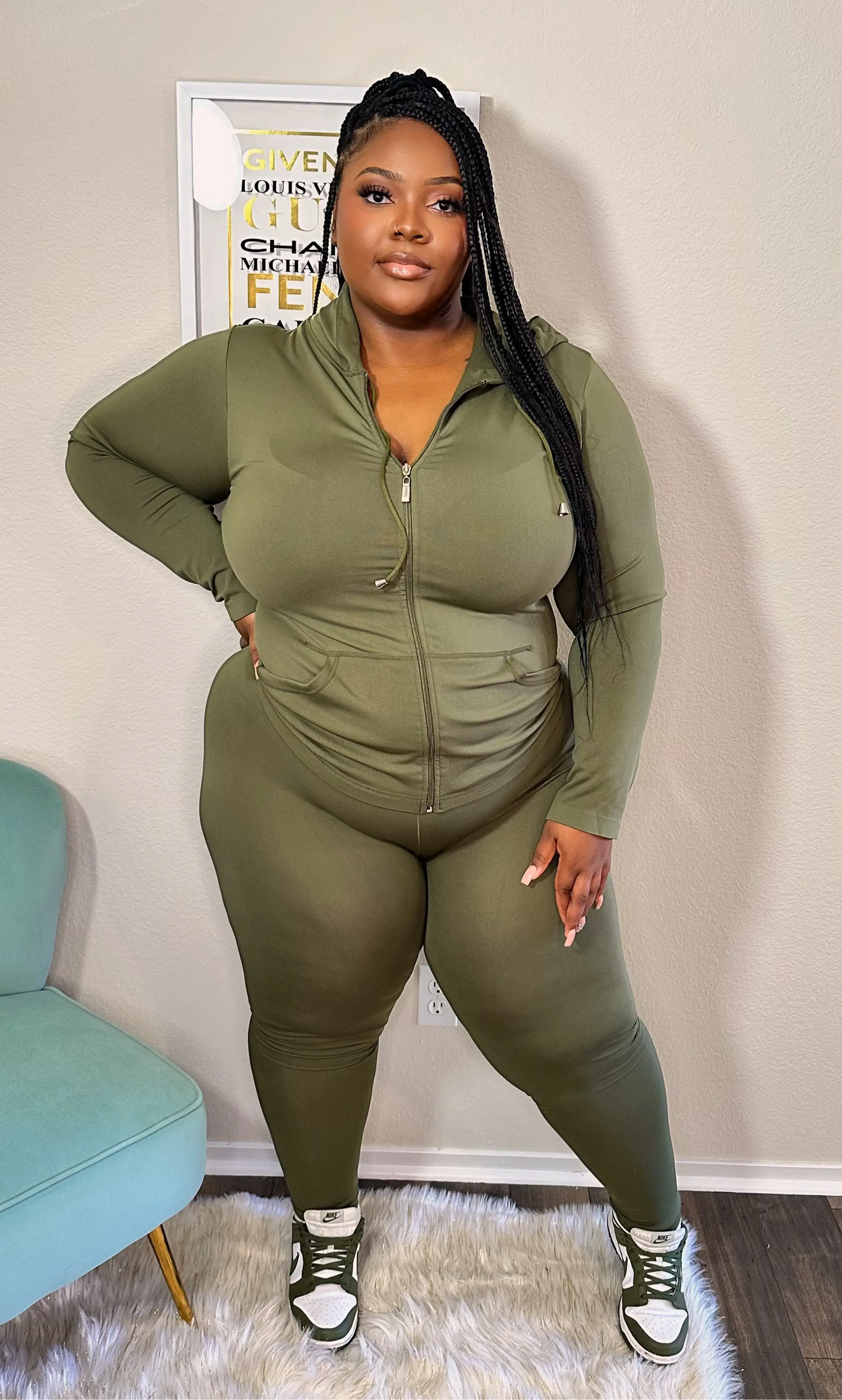 PLUS SIZE TRACKSUIT SET (OLIVE) Couture For You