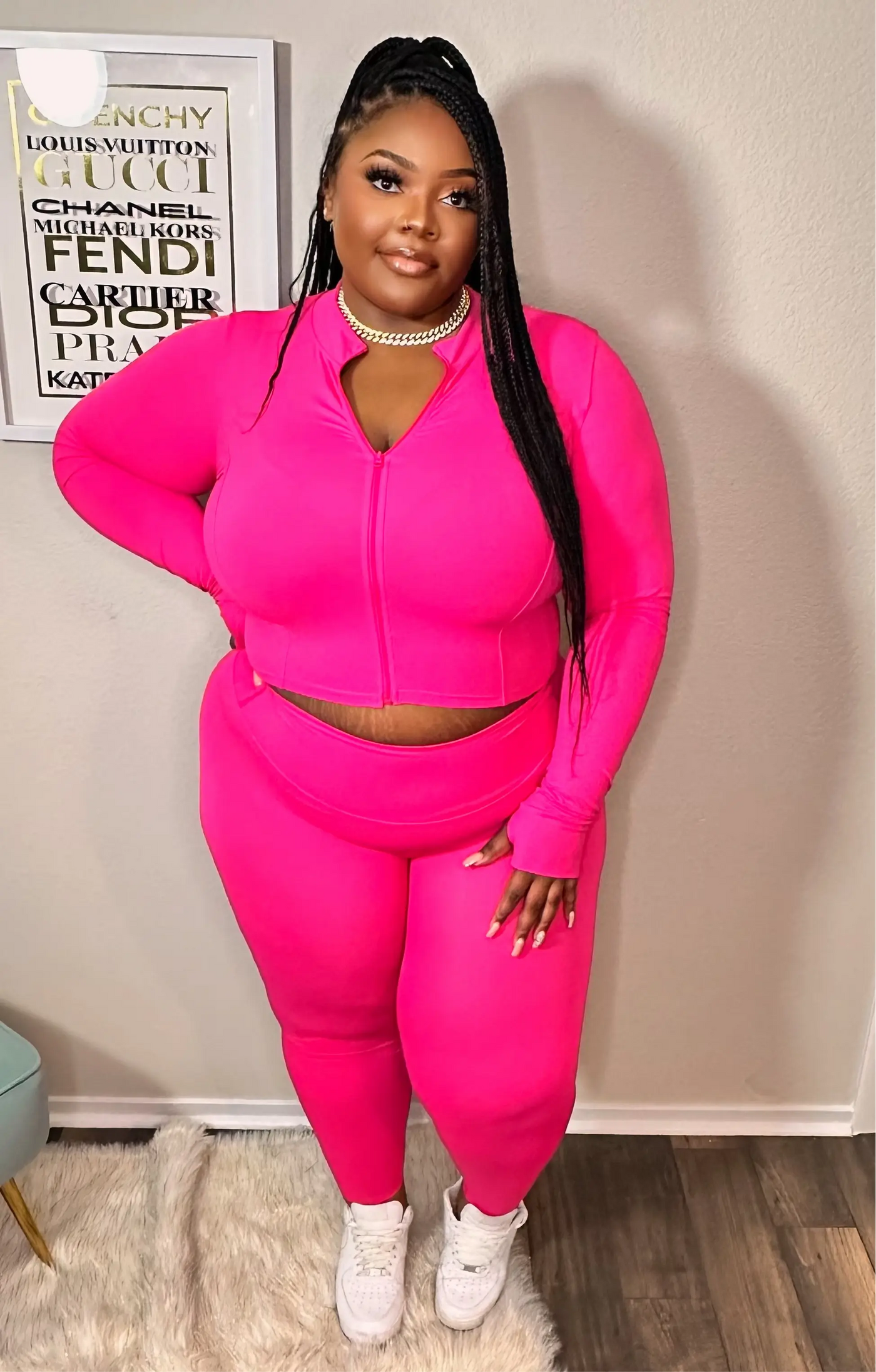 PLUS SIZE YOGA SET (FUCHSIA) Couture For You